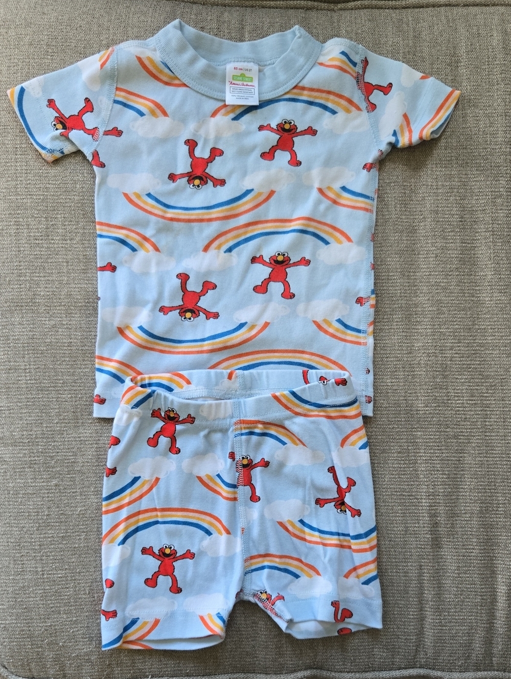 Hanna Andersson Light Blue Elmo Rainbow Pajama Set